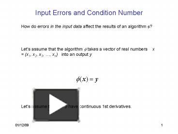 PPT – Input Errors and Condition Number PowerPoint presentation | free ...