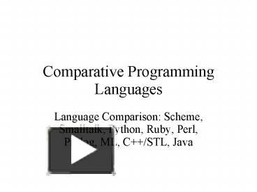 PPT – Comparative Programming Languages PowerPoint presentation | free ...