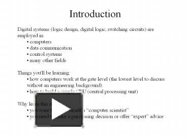 PPT – Digital systems (logic design, digital logic, switching circuits ...