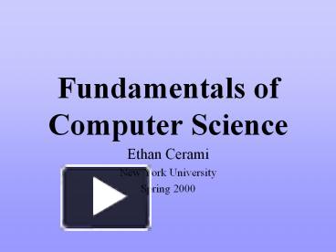 PPT – Fundamentals of Computer Science PowerPoint presentation | free ...