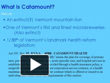What is Catamount presentation | free to view
