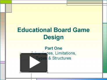Educational Board Game Design presentation | free to view