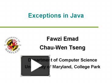 PPT – Exceptions in Java PowerPoint presentation | free to view - id ...