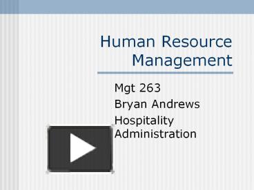 PPT – Human Resource Management PowerPoint presentation | free to ...