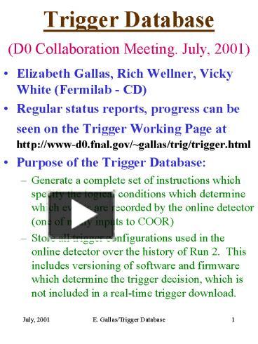 Trigger Database presentation | free to view