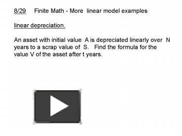 PPT – 8/29 Finite Math - More linear model examples PowerPoint ...