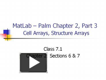 PPT – MatLab PowerPoint presentation | free to view - id: 24f762-ZDc1Z