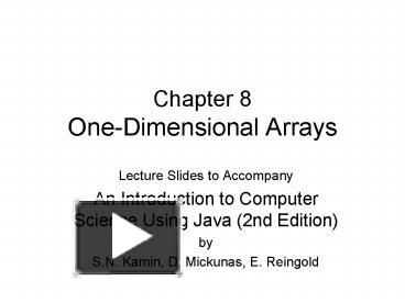 PPT – Chapter 8 OneDimensional Arrays PowerPoint presentation | free to ...