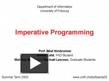 PPT – Imperative Programming PowerPoint presentation | free to view ...