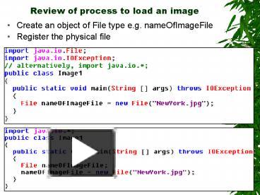 Review of process to load an image presentation | free to view