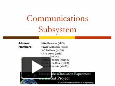 Communications Subsystem presentation | free to view