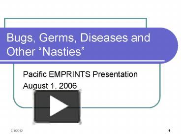 PPT – Bugs, Germs, Diseases and Other PowerPoint presentation | free to ...