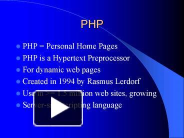 PHP presentation | free to view