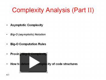 Complexity Analysis (Part II) presentation | free to download