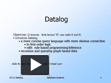 Datalog presentation | free to view