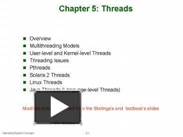 PPT – Chapter 5: Threads PowerPoint presentation | free to view - id ...