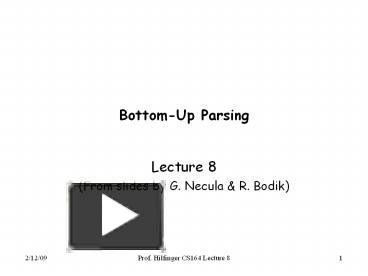 PPT – BottomUp Parsing PowerPoint presentation | free to view - id ...