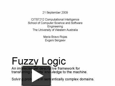 Fuzzy Logic presentation | free to view