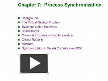 PPT – Chapter 7: Process Synchronization PowerPoint presentation | free ...