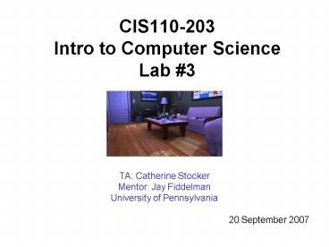 PPT – CIS110203 Intro to Computer Science Lab PowerPoint presentation ...