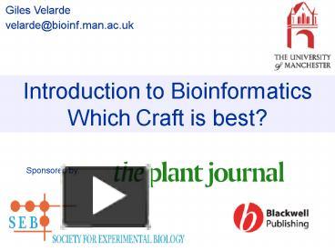 Introduction to Bioinformatics presentation | free to view