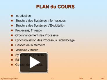 PPT – PLAN du COURS PowerPoint presentation | free to download - id ...