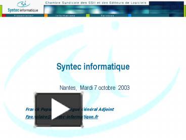 Syntec informatique presentation | free to view