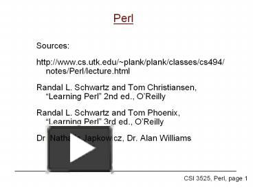 PPT – Perl PowerPoint presentation | free to download - id: 2a3a14-NWM1Y