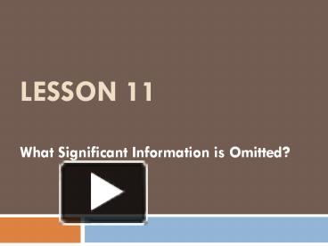 PPT – Lesson Eleven PowerPoint presentation | free to download - id ...