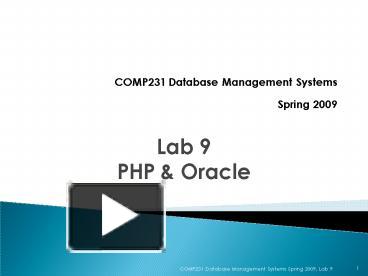 PPT – Lab 9 PHP PowerPoint presentation | free to view - id: 2bd1c-NmY5M