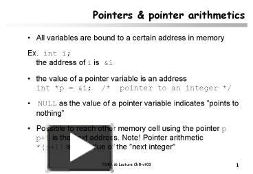 PPT – Pointers PowerPoint presentation | free to download - id: 2cfc7-ZjBjN