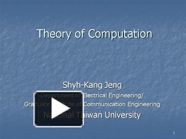 PPT – Theory of Computation PowerPoint presentation | free to view - id ...