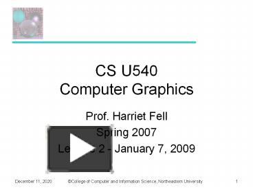 PPT – CS U540 Computer Graphics PowerPoint presentation | free to ...