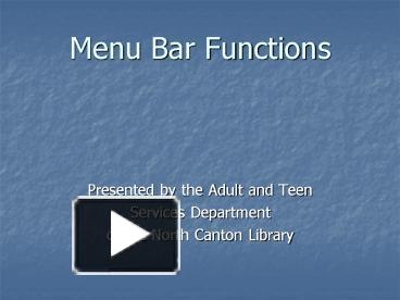 PPT – Menu Bar Functions PowerPoint presentation | free to view - id ...