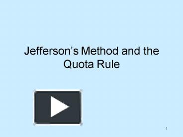 Jeffersons Method and the Quota Rule presentation | free to view