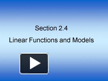 PPT – Linear Functions and Models PowerPoint presentation | free to ...