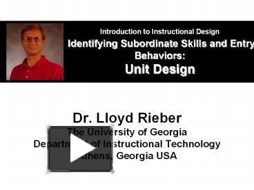 Introduction to Instructional Design Identifying Subordinate Skills and ...