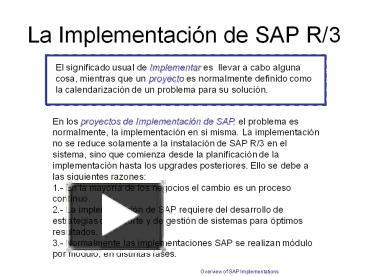 La Implementaciуn de SAP R/3 presentation | free to view