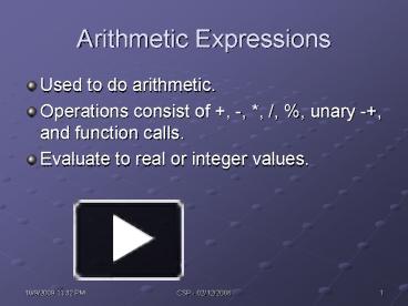 PPT – Arithmetic Expressions PowerPoint presentation | free to view ...