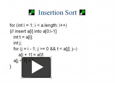 PPT – Insertion Sort PowerPoint presentation | free to download - id ...
