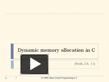 Dynamic memory allocation in C presentation | free to download