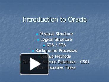 Introduction to Oracle presentation | free to download