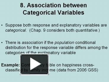 PPT – 8. Association between Categorical Variables PowerPoint ...