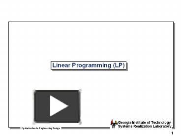 Linear Programming (LP) presentation | free to view