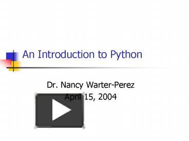 PPT – An Introduction to Python PowerPoint presentation | free to view ...