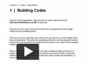 1 | Building Codes presentation | free to view