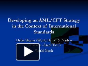 Developing an AML/CFT Strategy in the Context of International ...