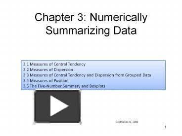 PPT – Chapter 3: Numerically Summarizing Data PowerPoint presentation ...