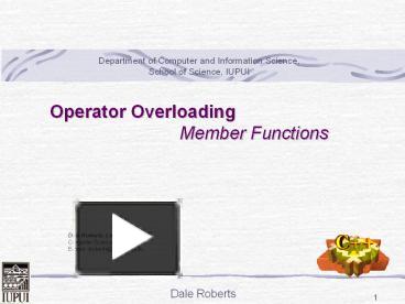 Operator Overloading Member Functions presentation | free to view