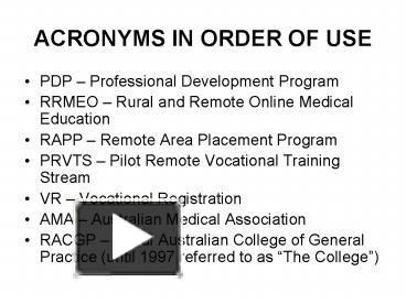 PPT – ACRONYMS IN ORDER OF USE PowerPoint presentation | free to view ...